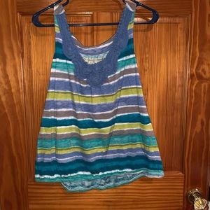 Striped and embroidered tank top